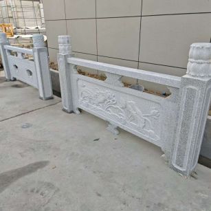 营口芝麻白河道栏杆 石材栏杆