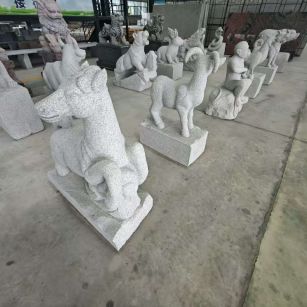 营口芝麻白雕刻 十二生肖 异形雕刻