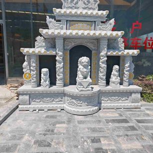 营口芝麻白中国黑石材套墓 花岗岩墓碑