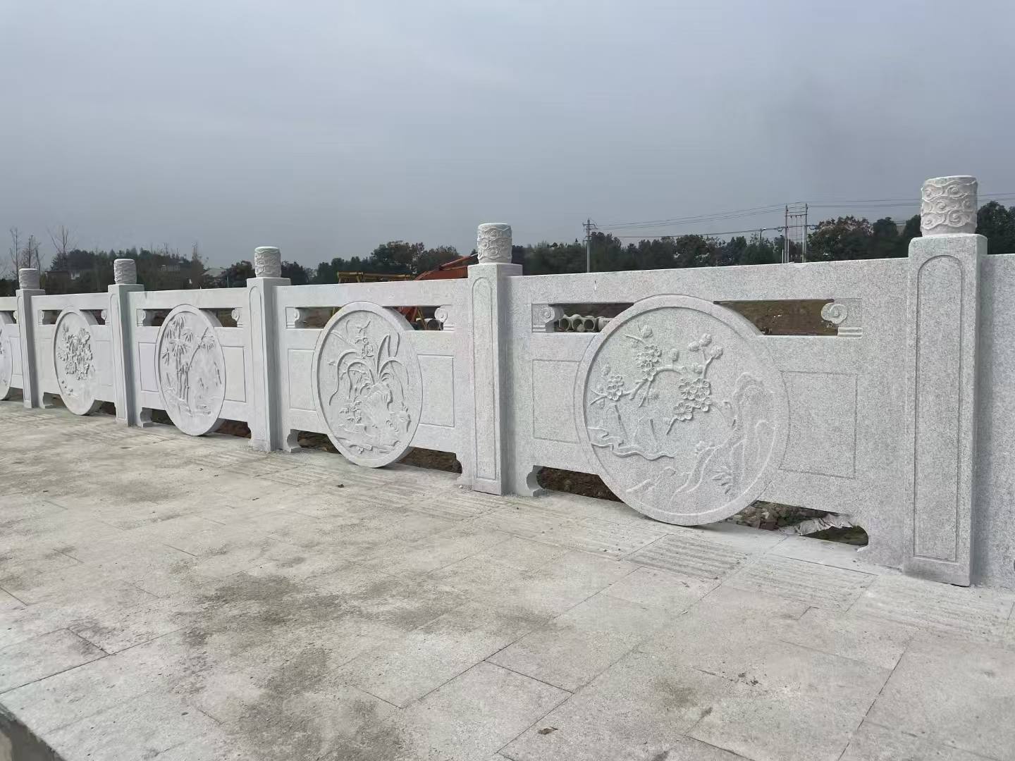 营口芝麻白河道栏杆 石材栏杆